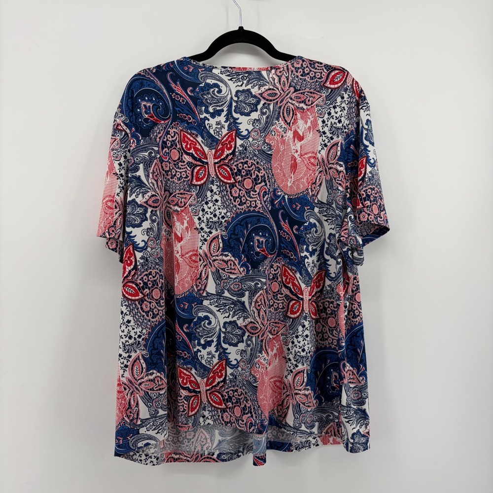 Southern Lady Paisley Butterfly Print V Neck Tunic Top Women's Plus Size 2X‎ - Picture 2 of 6